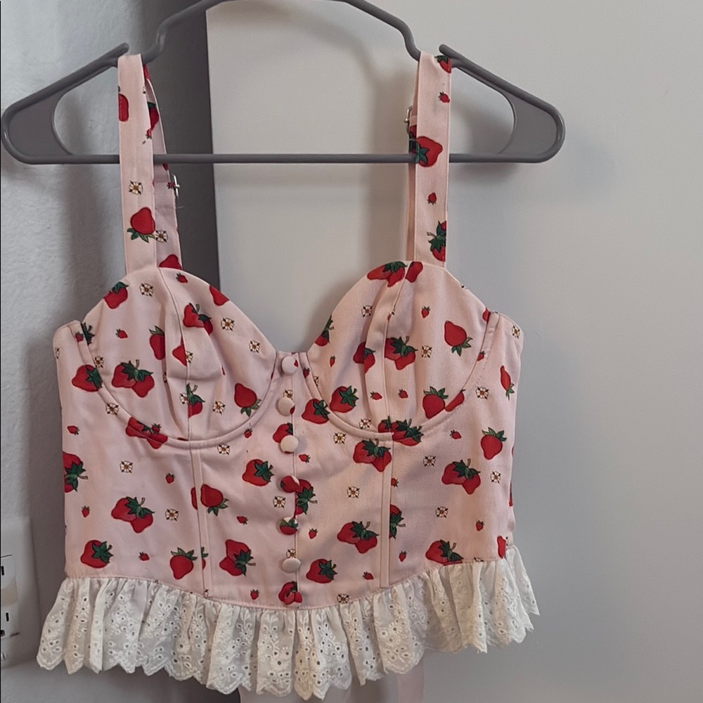 Dolls Kill Pink Cherry Camisole Crop Top